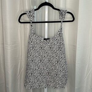 7 For All Mankind Leopard Cheetah Print Ruffle Spaghetti Strap Tank Top L